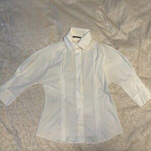 Hugo Boss white high neck shirt with cropped sleeves US 6